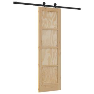vidaXL Schiebet&uuml;r Nat&uuml;rlich und Schwarz 61 x 198,5 cm