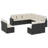 vidaXL 11-tlg. Garten-Sofagarnitur mit Kissen Schwarz Poly Rattan