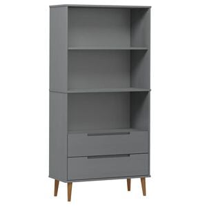 vidaXL B&uuml;cherregal MOLDE Grau 85x35x170,5 cm Massivholz Kiefer