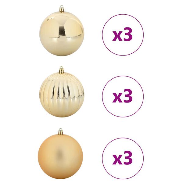 vidaXL Weihnachtskugel-Set 9 pcs Gold Kunststoff