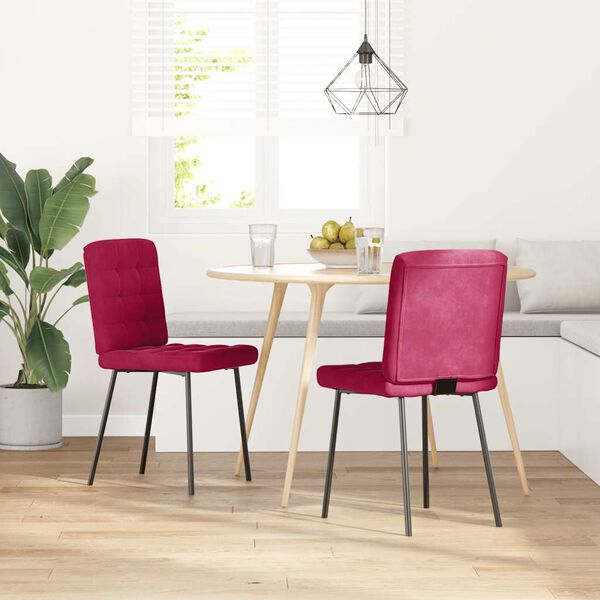 vidaXL Esszimmerst&uuml;hle 2 Stk. Weinrot Samt