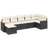 vidaXL 7-tlg. Garten-Sofagarnitur mit Kissen Schwarz Poly Rattan