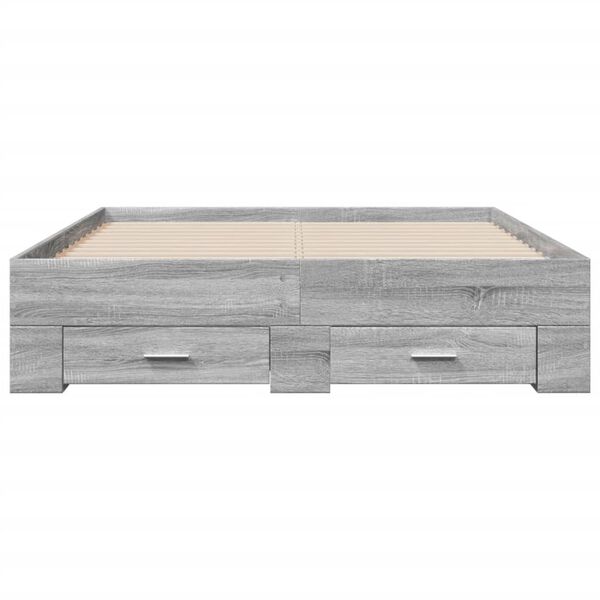 vidaXL Bettgestell mit Schubladen Grau Sonoma 120x200 cm Holzwerkstoff