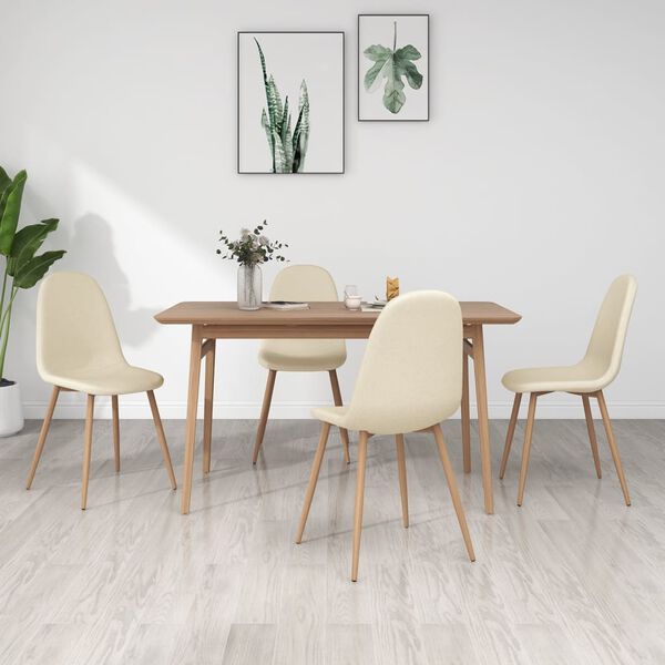 vidaXL Esszimmerst&uuml;hle 4 Stk. Creme Stoff
