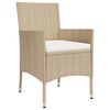 vidaXL 5-tlg. Garten-Bistro-Set mit Kissen Beige Poly Rattan