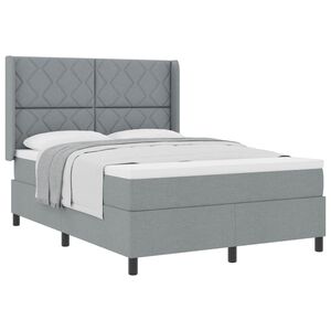 vidaXL Boxspringbett mit Matratze Hellgrau 160 x 200 cm Stoff