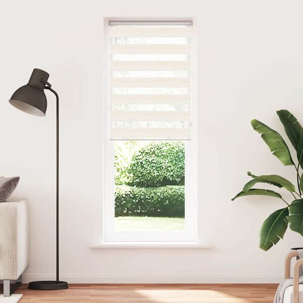 vidaXL Doppelrollo Marmorbeige 90x200 cm Stoffbreite 85,9 cm Polyester
