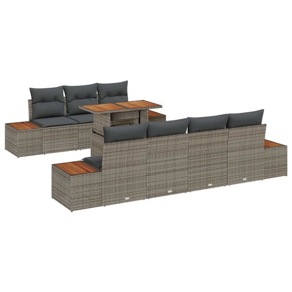 vidaXL Garten-Sofa-Set mit Speicher 8 pcs Grau Poly Rattan