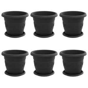 vidaXL Blument&ouml;pfe 6 stk. Schwarz &Oslash; 22 x 18 cm Kunststoff