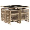 vidaXL 9-tlg. Garten-Essgruppe mit Kissen Beigemischung Poly Rattan