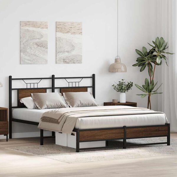 vidaXL Bettgestell ohne Matratze Braun Eiche 150x200 cm Holzwerkstoff