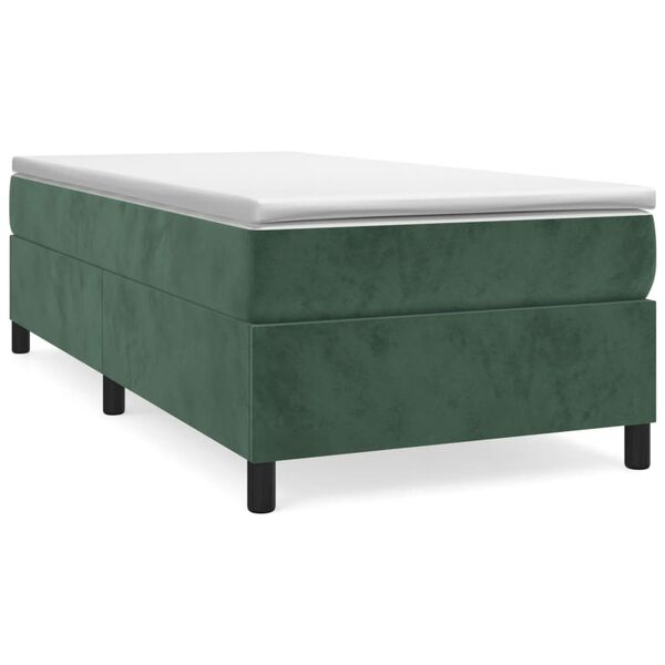 vidaXL Boxspringbett mit Matratze Dunkelgr&uuml;n 80x200 cm Samt