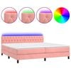vidaXL Boxspringbett mit Matratze & LED Rosa 200x200 cm Samt