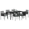 vidaXL Garten Essgruppe 7 pcs Schwarz PE-Rattan