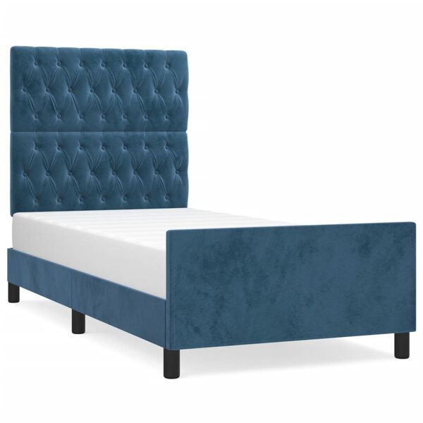 vidaXL Bettgestell ohne Matratze Dunkelblau 90x190 cm Samt