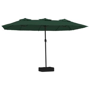 vidaXL Doppel-Sonnenschirm mit LED-Leuchten Gr&uuml;n 449x265 cm