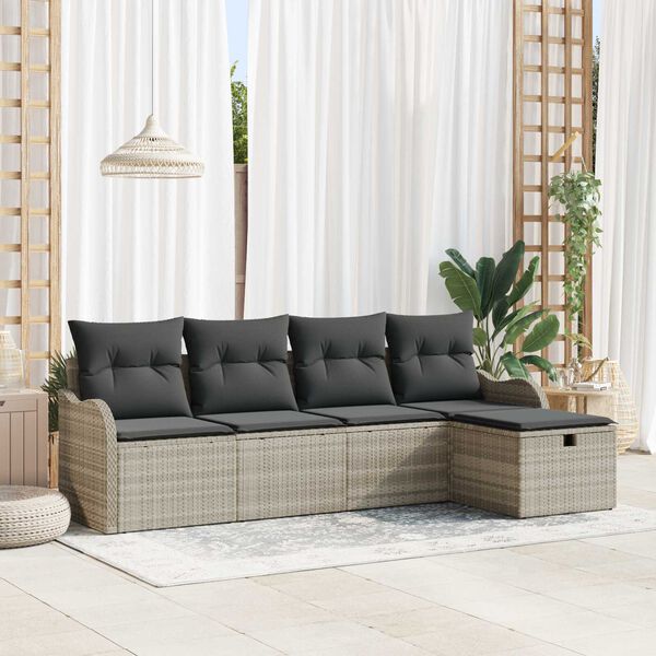 vidaXL Garten-Sofa-Set 5 pcs Hellgrau 231 x 117 x 85 cm Poly Rattan
