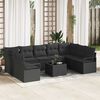 vidaXL Gartensofa-set mit Kissen 10 pcs Schwarz Poly-Rattan