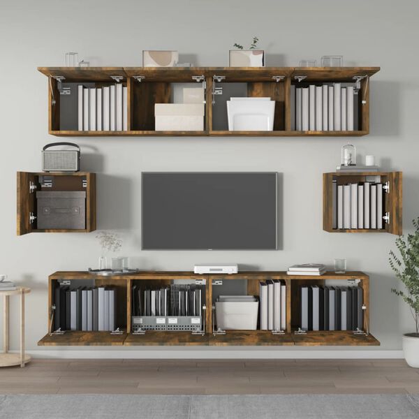 vidaXL 6-tlg. TV-Schrank-Set R&auml;uchereiche Holzwerkstoff