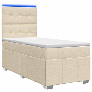 vidaXL LED Boxspringbett mit Matratze Creme 80 x 200 cm Stoff