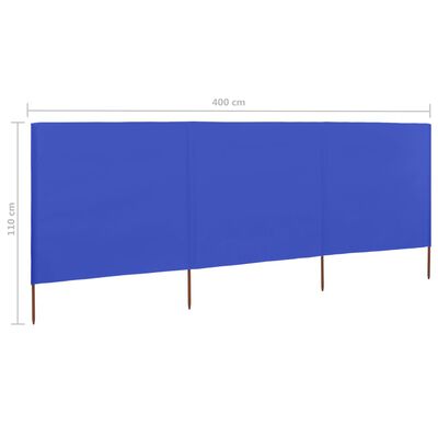 vidaXL 3-teiliges Windschutzgewebe 400 x 80 cm Azurblau