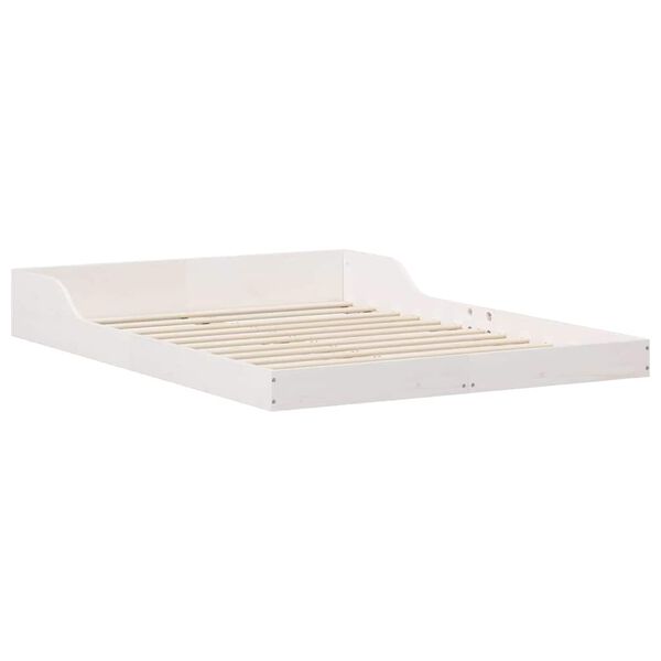 vidaXL Bettrahmen Wei&szlig; 135 x 190 cm Massives Kiefernholz