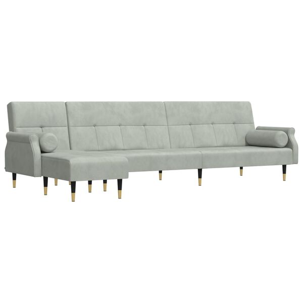 vidaXL Schlafsofa in L-Form Hellgrau 271x140x70 cm Samt