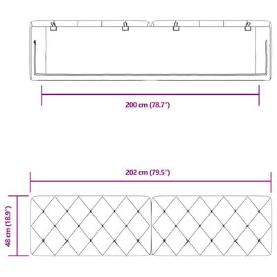 vidaXL Kopfteil-Kissen Blau 200 cm Samt