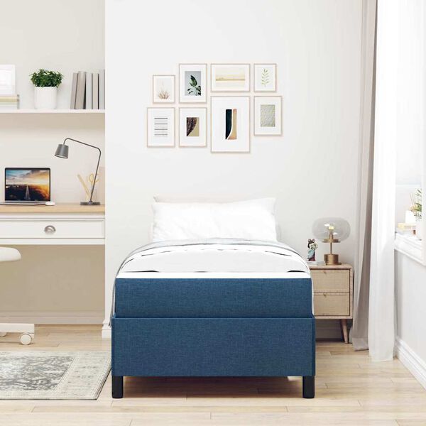 vidaXL Boxspringbett mit Matratze Blau 90 x 190 cm Stoff