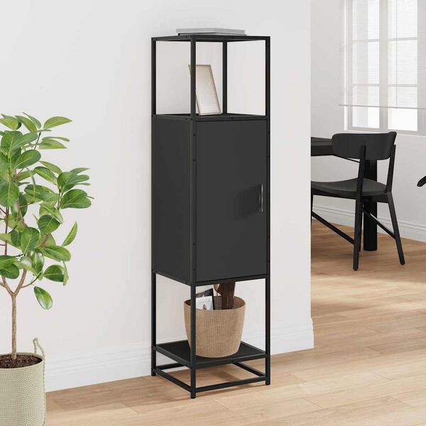 vidaXL Highboard Schwarz 35,5x35x139 cm Holzwerkstoff und Metall