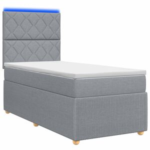 vidaXL LED Boxspringbett mit Matratze Hellgrau 80 x 200 cm Stoff