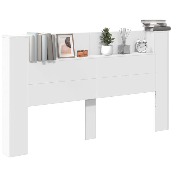 vidaXL Kopfteil mit Regal Wei&szlig; 180 x 16,5 x 103,5 cm Holzwerkstoff