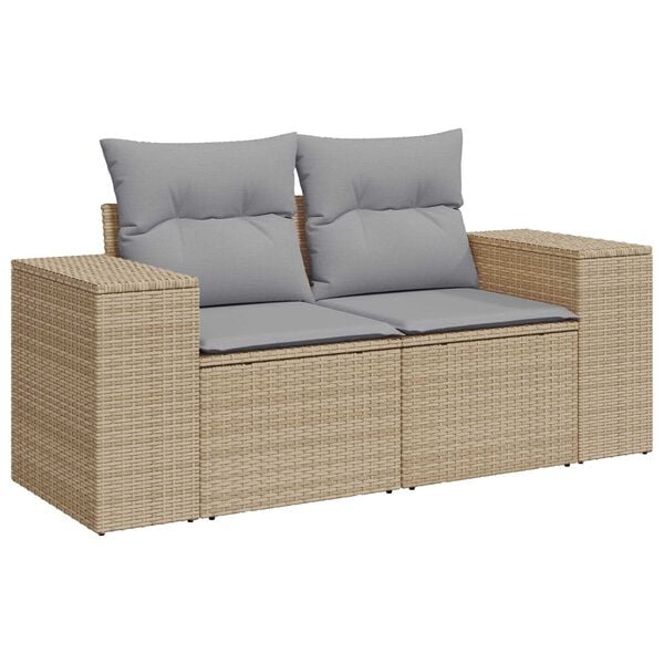 vidaXL Garten-Sofa-Set 9 pcs Beige Poly-Rattan