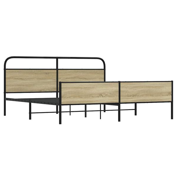 vidaXL Metallbett ohne Matratze Sonoma-Eiche 193x203 cm