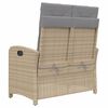 vidaXL Gartenbank Verstellbar mit Kissen Beige Poly Rattan