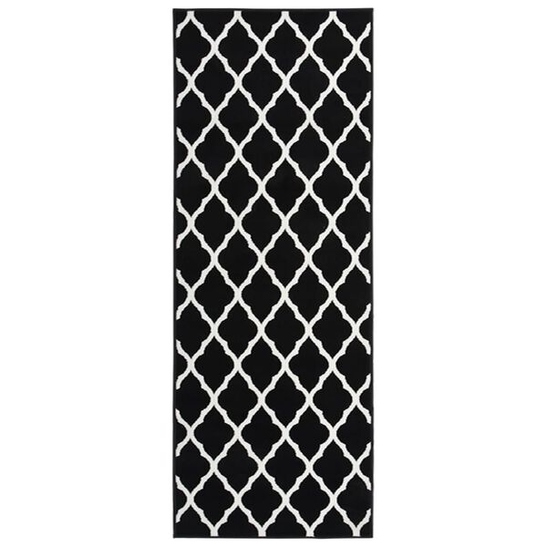 vidaXL Teppichl&auml;ufer BCF Schwarz und Wei&szlig; 80x200 cm