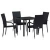 vidaXL Garten Essgruppe 5 pcs Schwarz Pulverbeschichteter Stahl