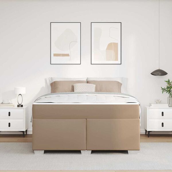 vidaXL Bettrahmen mit Matratze Cappuccino 160 x 200 cm Stoff