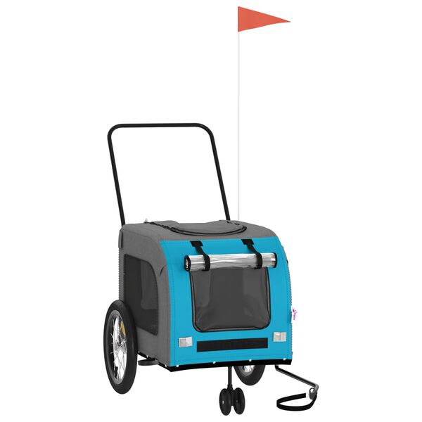 vidaXL Fahrradanhänger Hunde Blau und Grau Oxford-Gewebe und Eisen