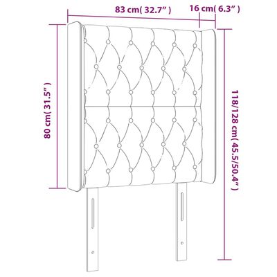 vidaXL LED Kopfteil Dunkelgrau 83x16x118/128 cm Samt