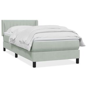vidaXL Boxspringbett mit Matratze Hellgrau 80x220 cm Samt