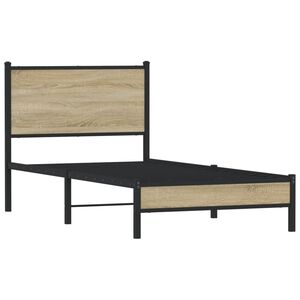 vidaXL Metallbett ohne Matratze Sonoma-Eiche 80x200 cm