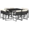vidaXL 9-tlg. Garten-Essgruppe mit Kissen Grau Poly Rattan