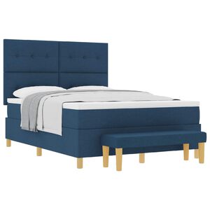 vidaXL Boxspringbett mit Matratze mit Kopfteil Blau 160 x 200 cm Stoff