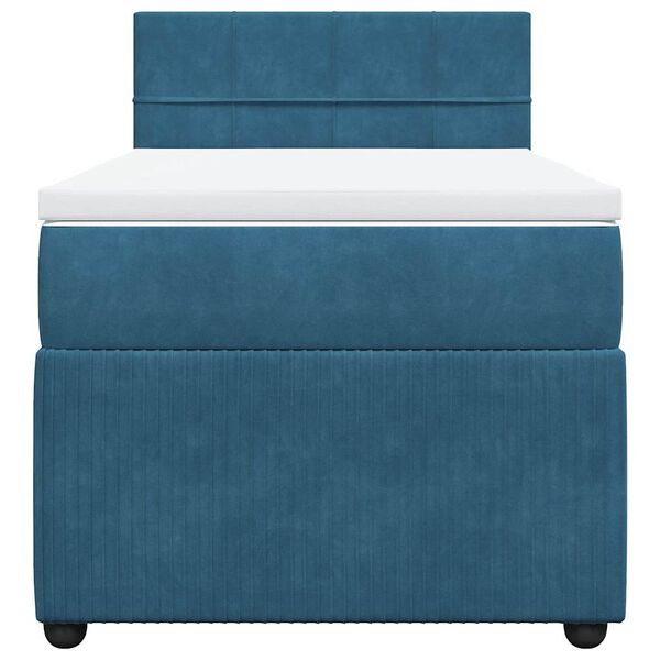 vidaXL Boxspringbett mit Matratze Blau 90x200 cm Samt