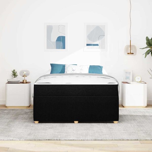 vidaXL Bettrahmen mit Matratze Schwarz 160 x 200 cm Stoff