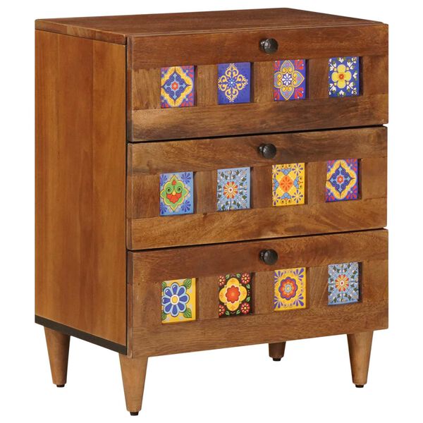 vidaXL Sideboard 2 pcs Walnuss 60 x 33 x 75 cm Massivholz Mango