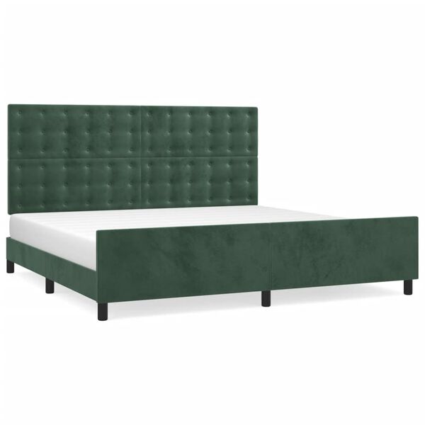 vidaXL Bettgestell ohne Matratze Dunkelgr&uuml;n 200x200 cm Samt