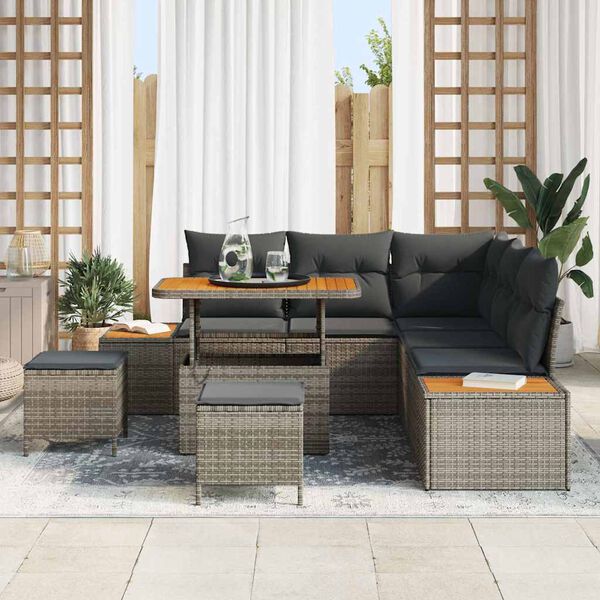 vidaXL Gartensofa-set 8 pcs Grau Poly-Rattan