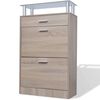 vidaXL Schuhschrank mit Schubfach & oberes Glasregal Holz Eichenoptik